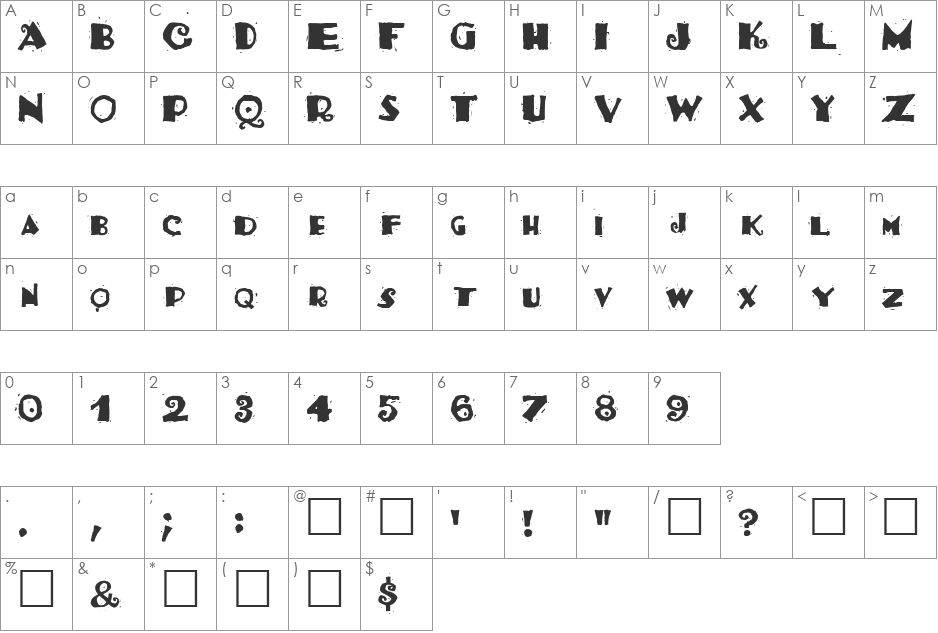 Gr-Tacosalad font character map preview