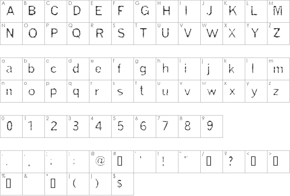 Grade font character map preview