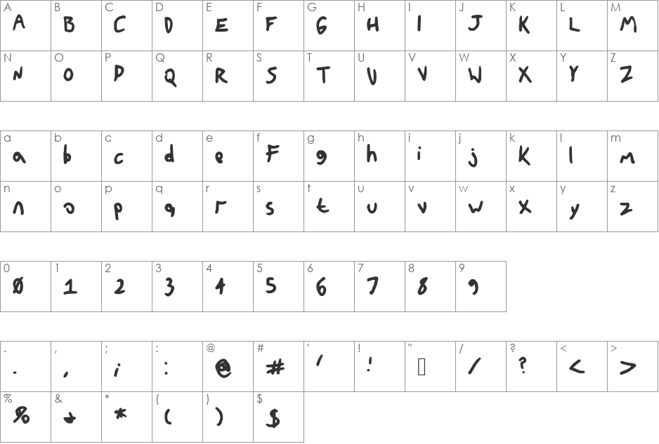 GradeSkoolerNBP font character map preview