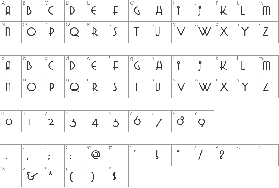 Grado Gradoo NF font character map preview