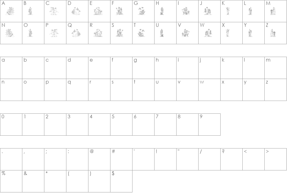 Graecum et Romani font character map preview