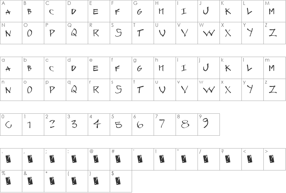 GraffCaps font character map preview
