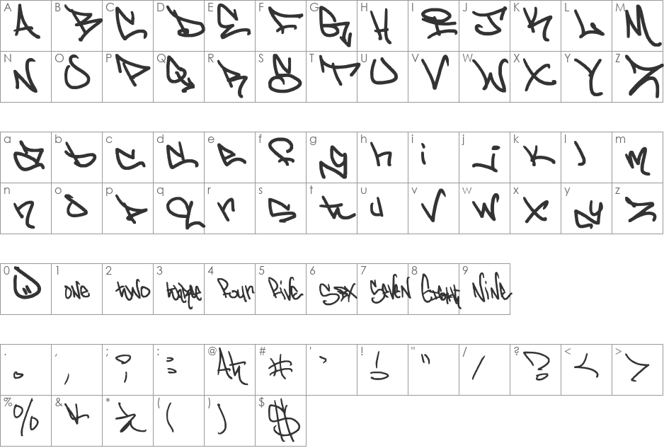 graffd Out font character map preview