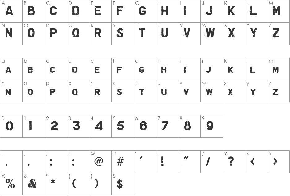 Graffiare font character map preview