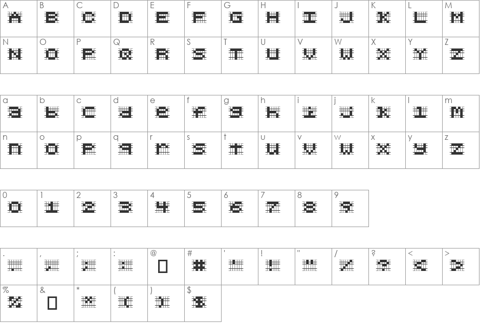 Grafik font character map preview