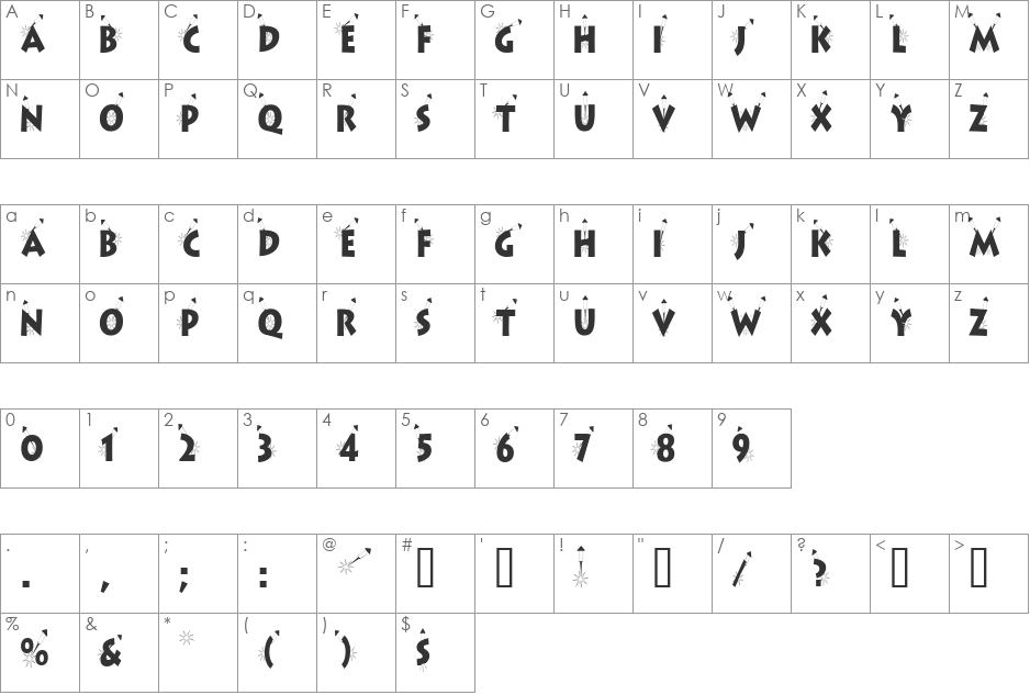 Apollo13Condensed font character map preview