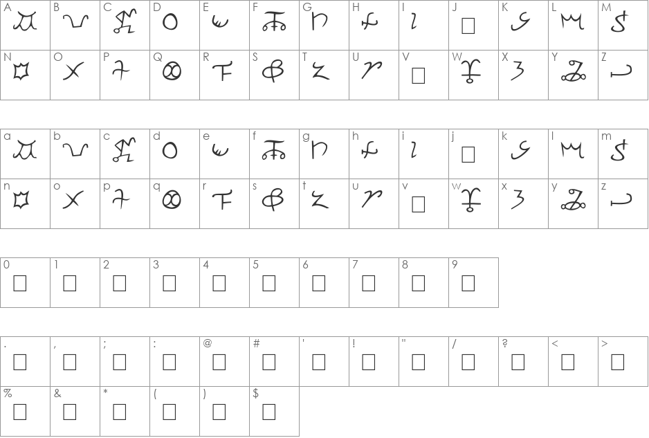 Apollonian font character map preview