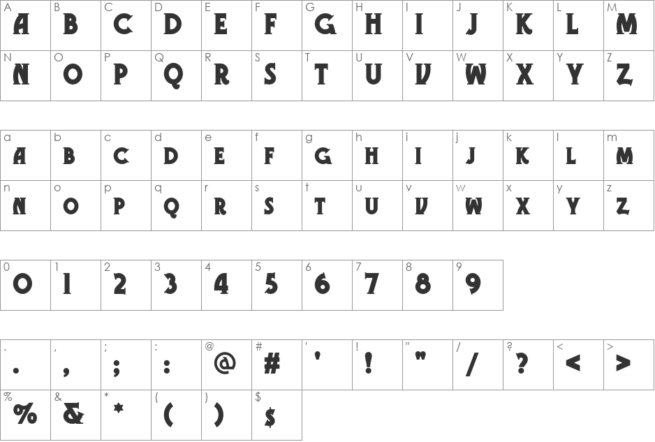 Gramophone Shaded NF font character map preview