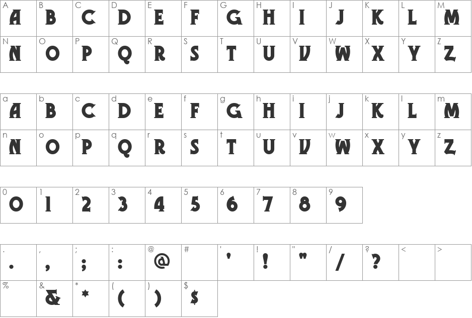GramophoneNF font character map preview