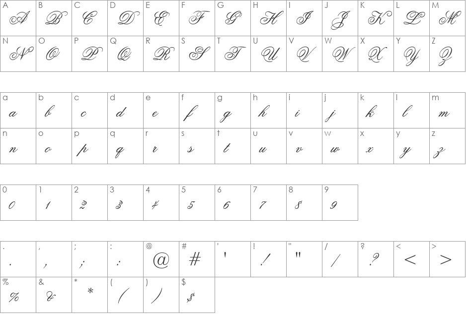 Grand Prix ES font character map preview