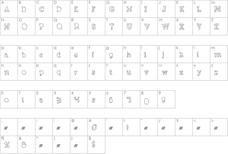 GrandCircleDT font character map preview