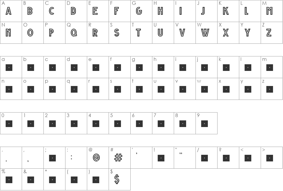 Grande Andretti - limited chars font character map preview