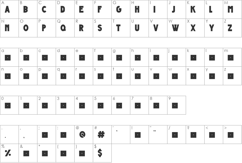 Grande Andretti - limited chars font character map preview