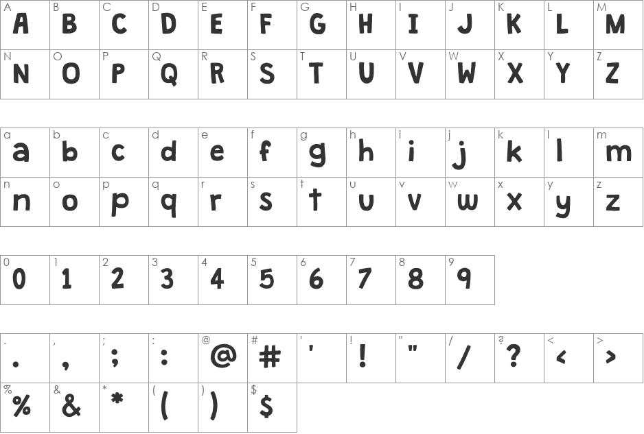 Granstander Clean font character map preview