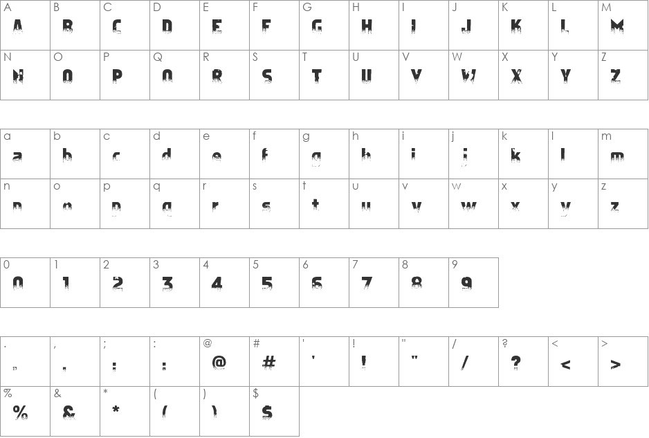 Apostate Cancer font character map preview