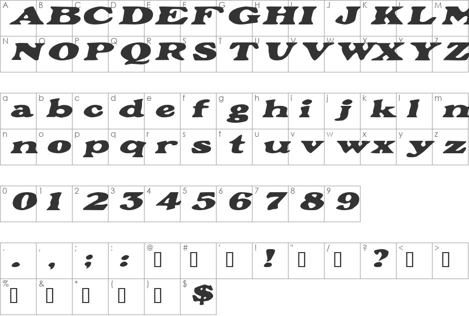 GrantExtended font character map preview