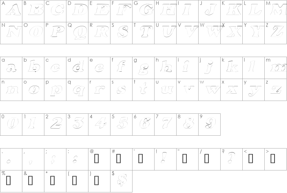 GrantOutline font character map preview