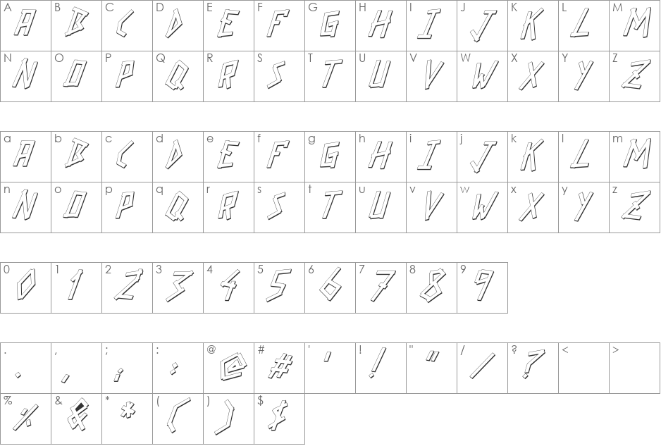 GRAPAFONT font character map preview
