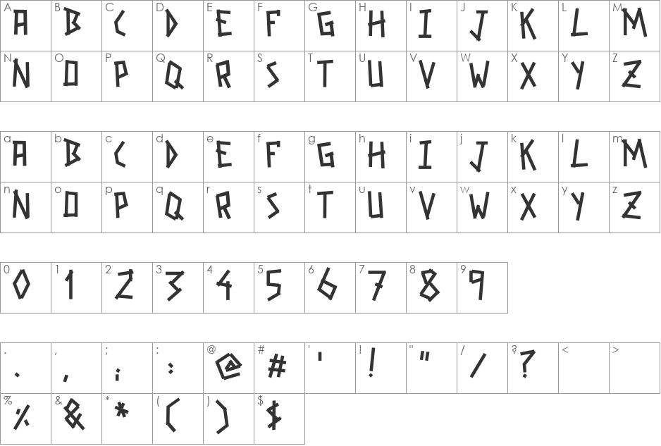 GRAPAFONT font character map preview