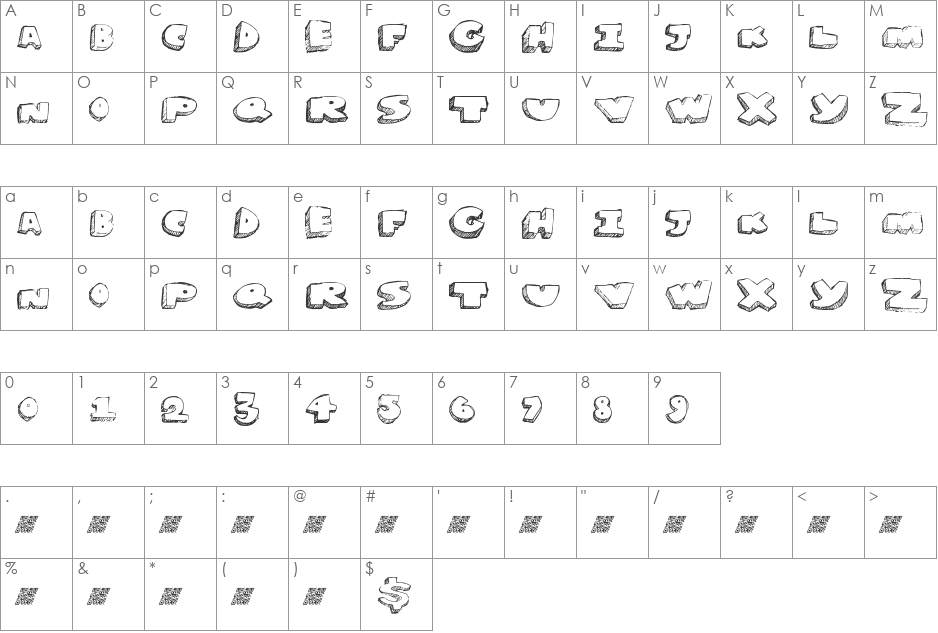 GrapeSoda font character map preview