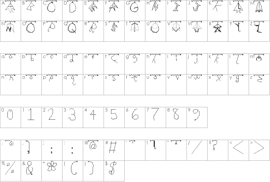 grapevine font character map preview