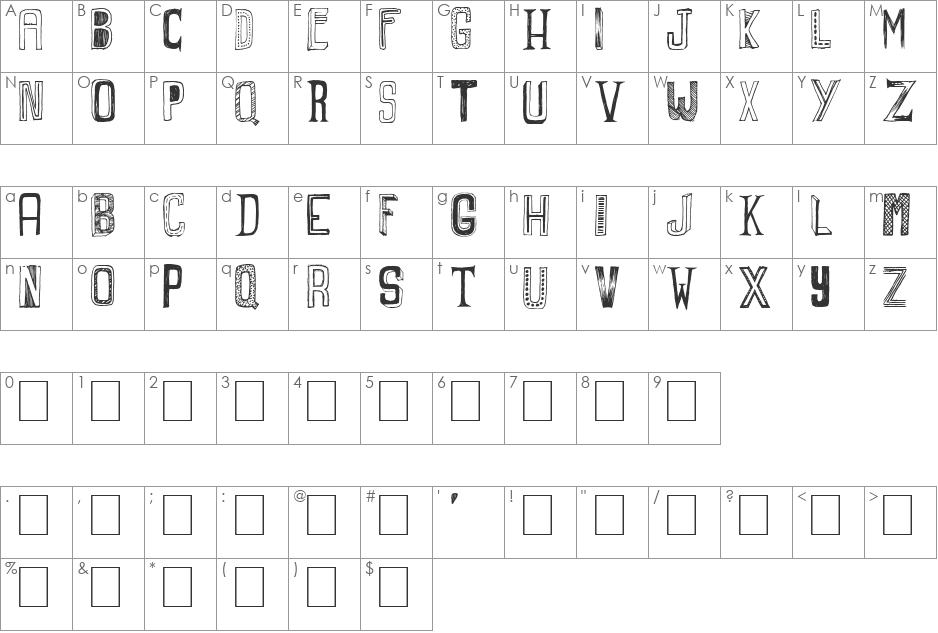 Graphers Blog font character map preview