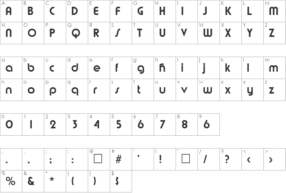 Graphics font character map preview