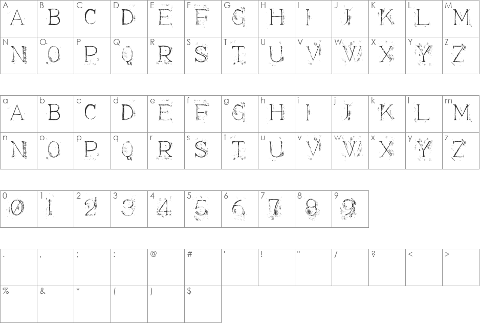 Appendix3 font character map preview