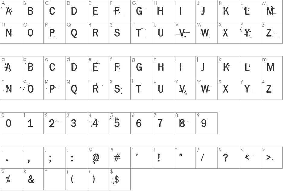 Grasshopper Z font character map preview