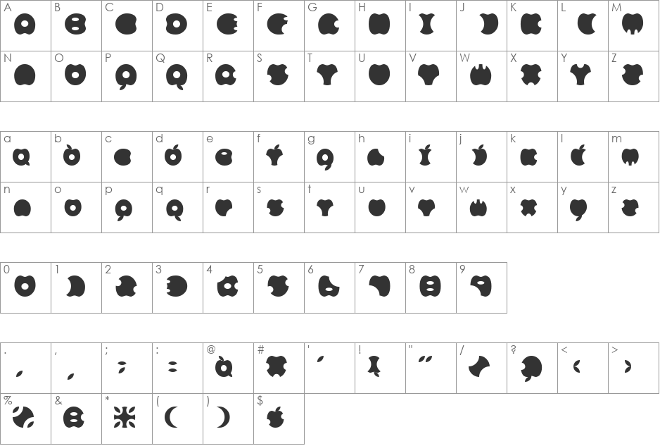 APPLE font character map preview