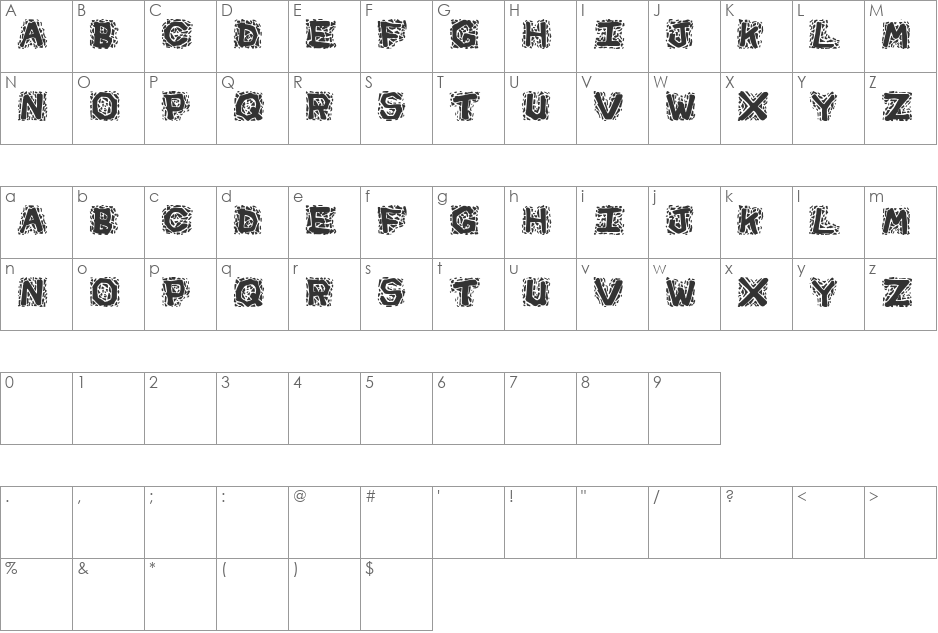 Gravel font character map preview