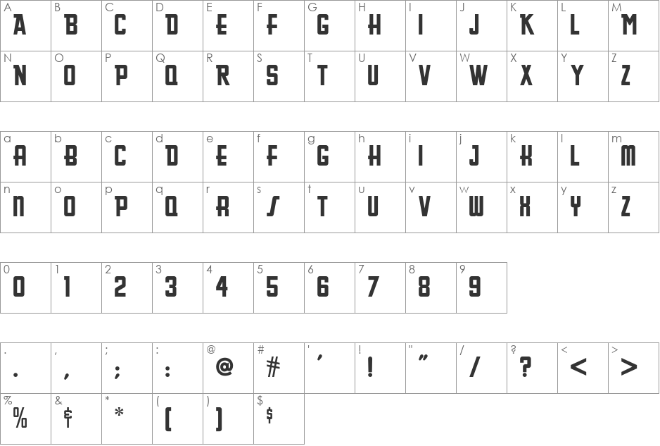 Greasy Spoon NF font character map preview
