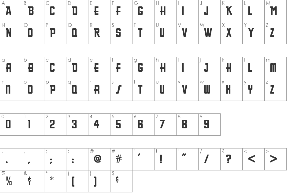 Greasy Spoon NF font character map preview