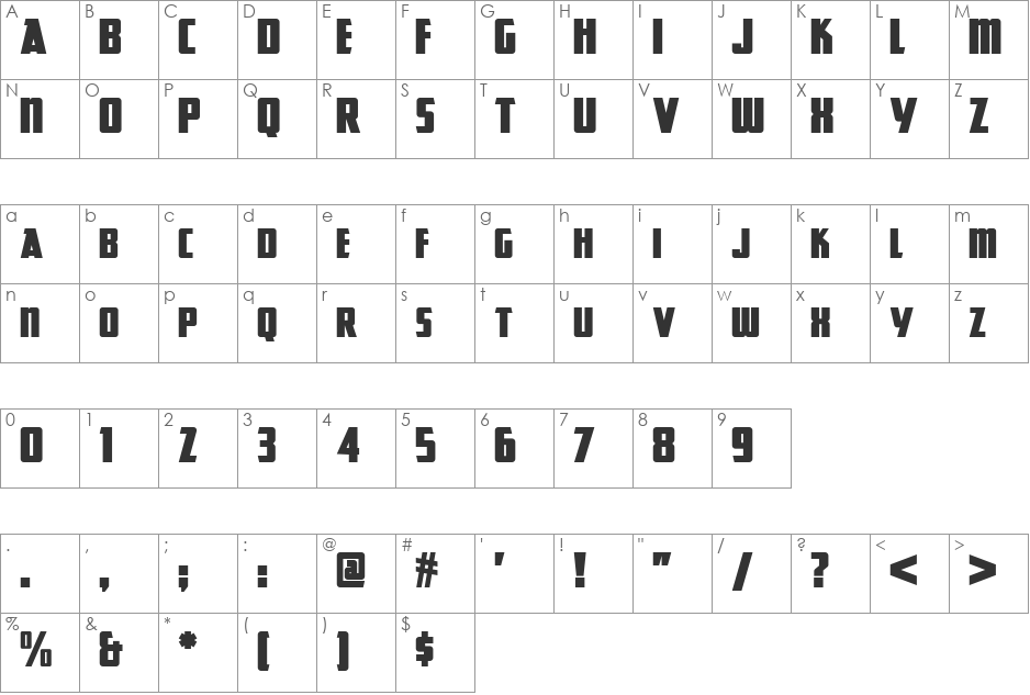Great Lakes NF font character map preview