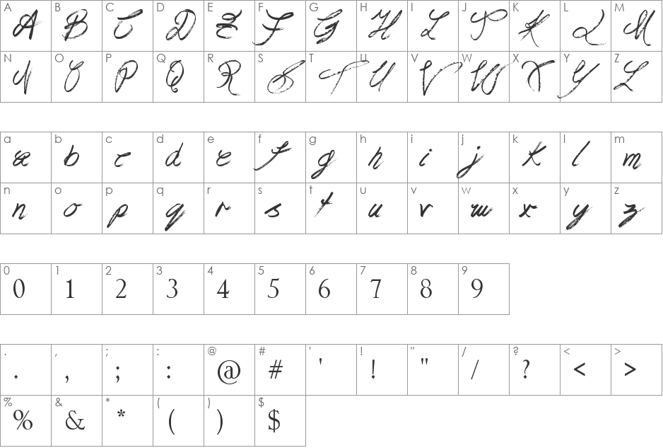 Great Stuff font character map preview
