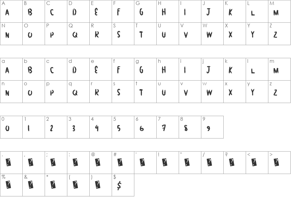 GreatBush font character map preview