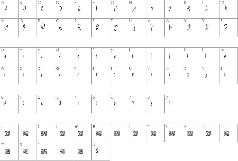 GreaterSales font character map preview