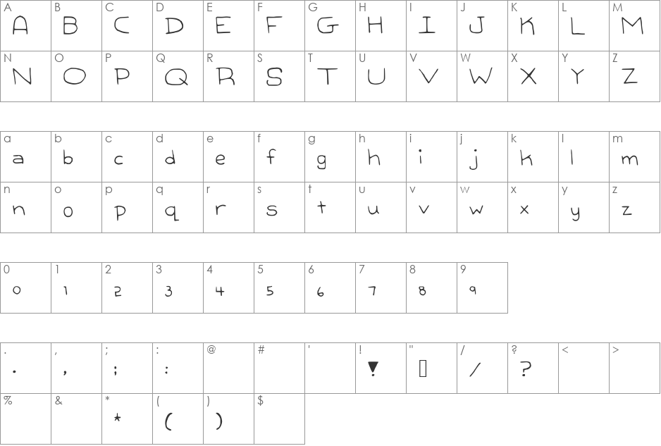 GreatIdea font character map preview