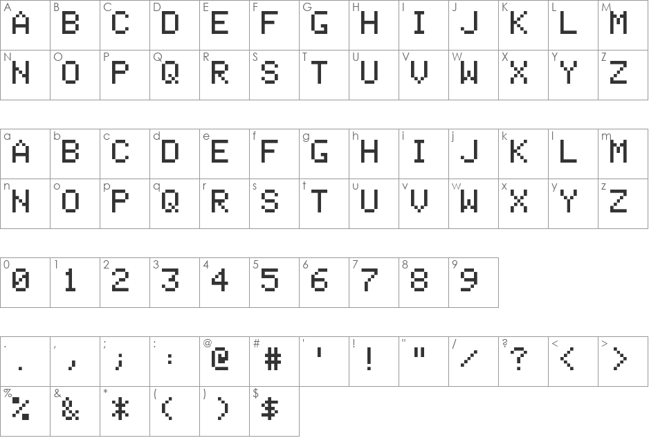 Apple II  font character map preview
