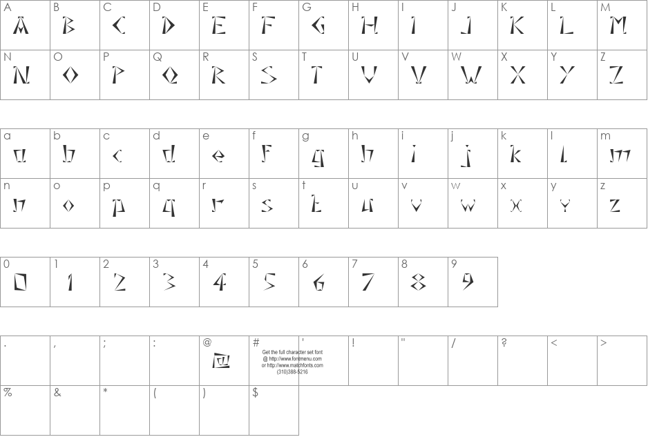 Grecques Tryout font character map preview