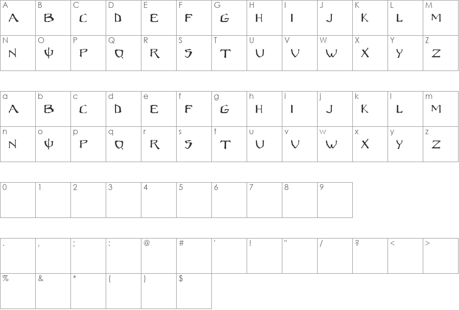Green Energy font character map preview