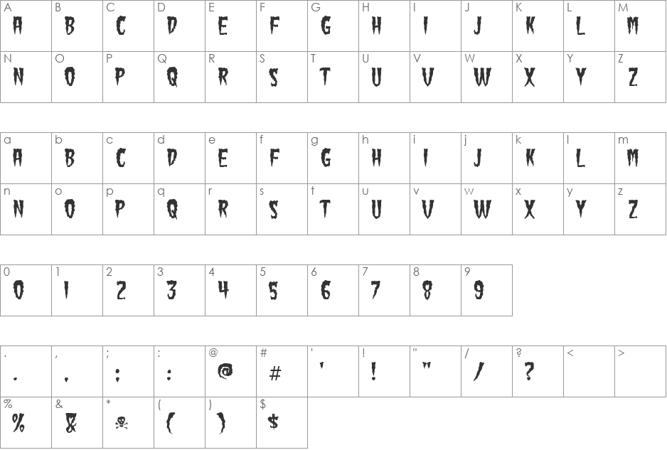 Green Fuz font character map preview