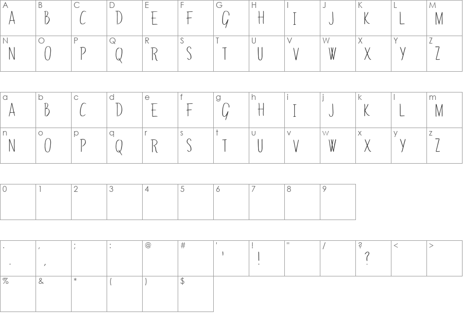 Green Surf font character map preview