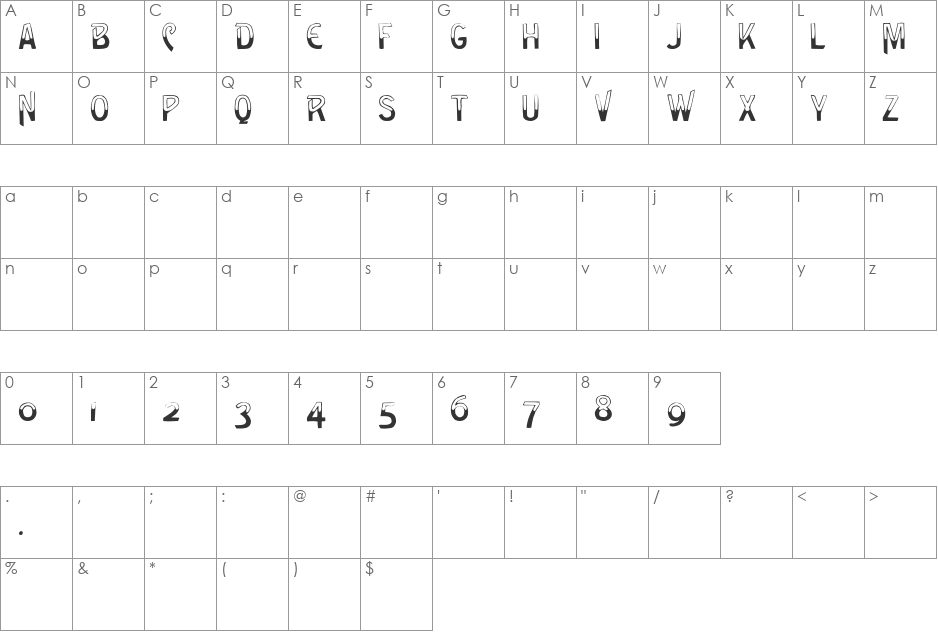 GreenCaps font character map preview