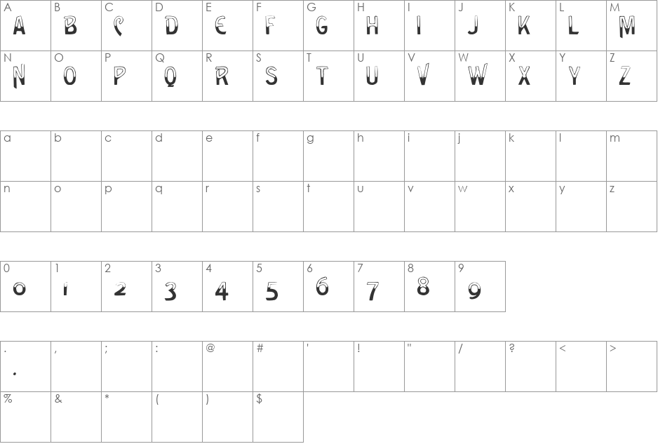 GreenCaps Caps font character map preview