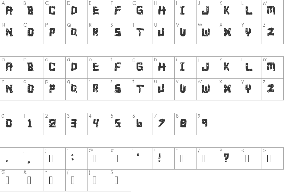 Green_Day_21_Glyphs font character map preview