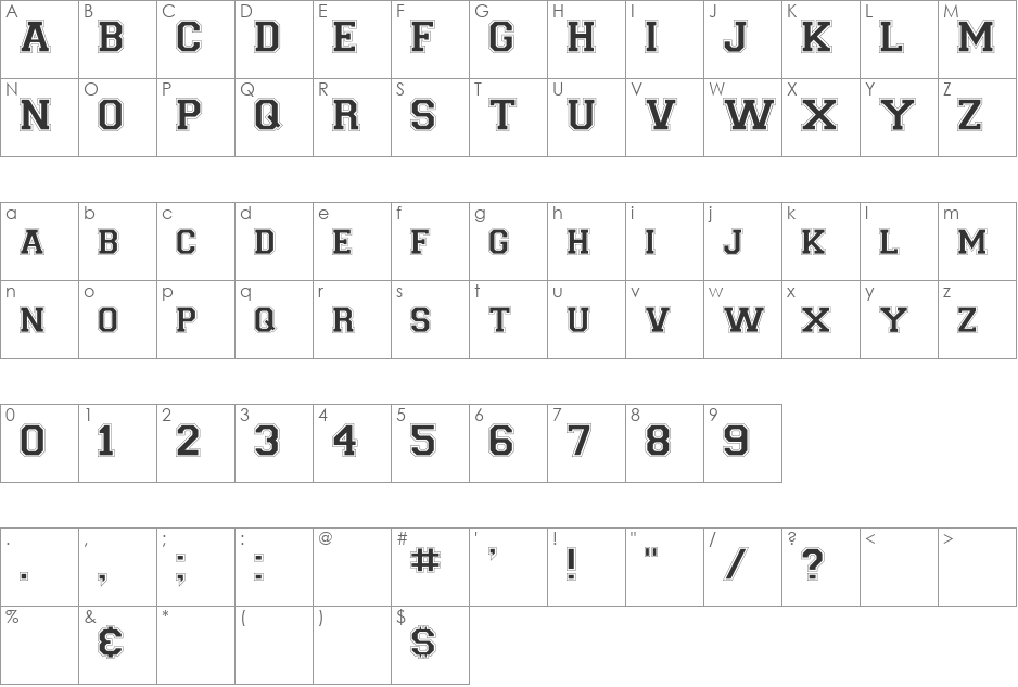 Applegater-Normal font character map preview