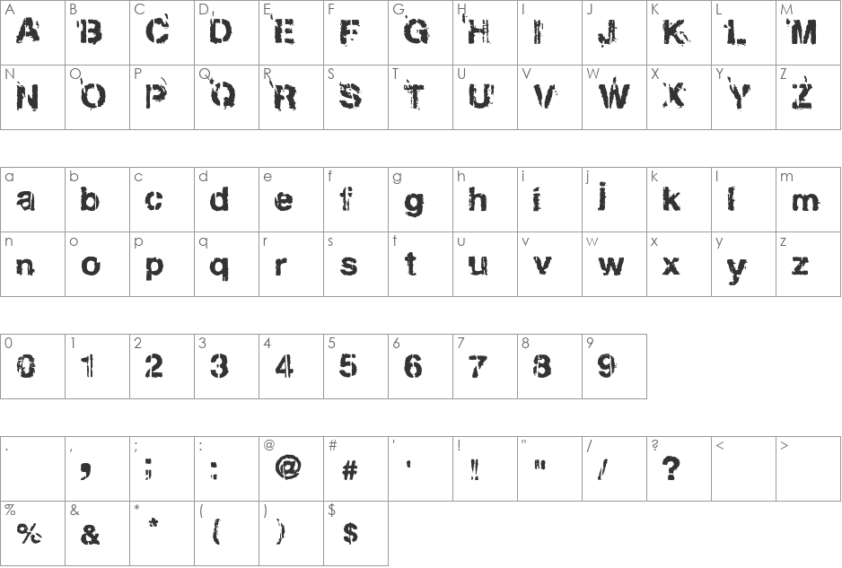 Gregphix font character map preview
