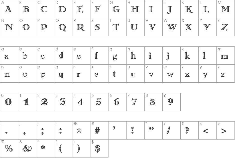 Greko Deco font character map preview