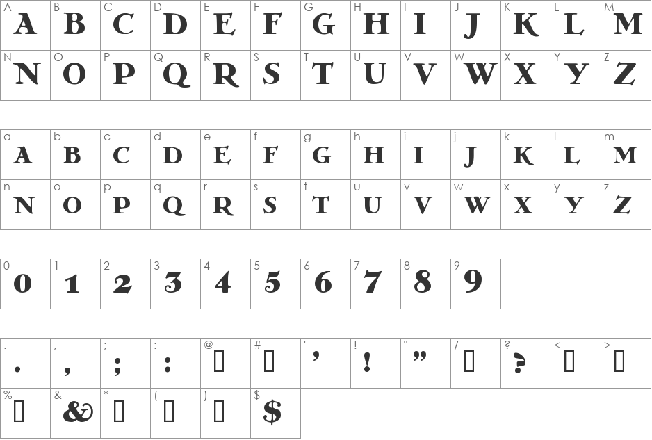 GrekoDeco font character map preview
